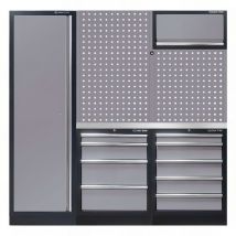 Mobilier d'atelier complet Noir - Gris - Inox - 10 pcs