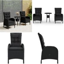 Vidaxl - Ensemble de bistro de jardin 3 pcs Résine tressée Noir - Ensemble Salon De Jardin - Meubles De Jardin - Set De Bistro - Résine Tressée