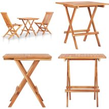 Ensemble de bistro pliable 3 pcs Bois de teck solide - Meubles De Jardin - Salon De Jardin - Set De Bistro - Mobilier De Jardin - Teck Massif - Home