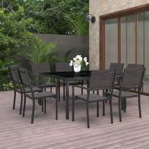 Mobilier de salle à manger d'extérieur 9 pc Acier