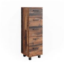 Vicco - Meuble de rangement de salle de bain Ilias, Chêne rustique, 30 x 95 cm avec 5 tiroirs