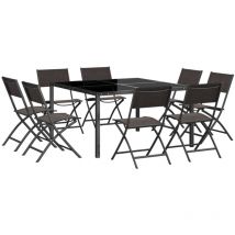 Mobilier de salle à manger d'extérieur 9 pc Acier