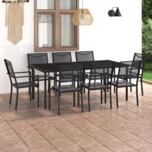 Mobilier de salle à manger d'extérieur 9 pc Acier