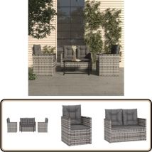 Mobilier d'extérieur 4 pcs avec coussins Résine tressée Gris - Salon De Jardin - Meuble De Jardin - Ensemble Salon Extérieur - Mobilier D'extérieur
