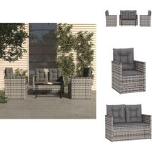 Mobilier d'extérieur 4 pcs avec coussins Résine tressée Gris - Salon De Jardin - Meuble De Jardin - Ensemble Salon Extérieur - Mobilier D'extérieur