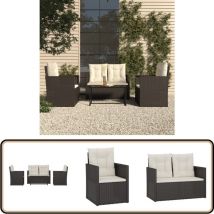 Mobilier d'extérieur 4 pcs avec coussins Résine tressée Noir - Salon De Jardin - Meuble De Jardin - Ensemble Salon Extérieur - Mobilier D'extérieur