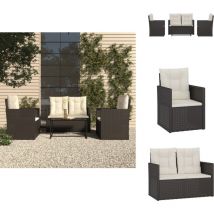 Mobilier d'extérieur 4 pcs avec coussins Résine tressée Noir - Salon De Jardin - Meuble De Jardin - Ensemble Salon Extérieur - Mobilier D'extérieur
