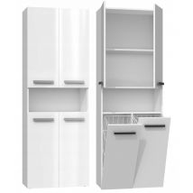 MOBY Bathroom cabinet with two baskets Minimalist handles Dimensions : 174x60x30 Storage column