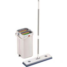 Mocio manuale con strizzatore e pad in microfibra.