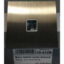 Modelec - Mod Elec 19-412B - Karo Brass Brushed Steel Front - RJ45 well + white mold