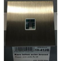 Modelec - Mod Elec 19-412B - Façade Karo Laiton Acier Brossé - Puit RJ45 + moule blanc