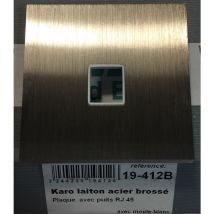 Modelec - Mod Elec 19-412B - Frontal Karo Latón Acero Cepillado - Casquillo RJ45 + molde blanco - Gris