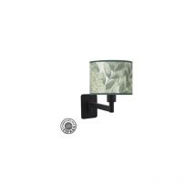 Fabrilamp - Moda Applique Pliante 1xe14 Feuille Noir/Vert 26x17x28 Cm