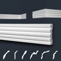 Modanature in stucco bianche, eps Styropor form-fitting, pacchetti economici Marbet Series-B: B-39 / 20x91mm, 40 metri / 20 strisce