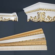 Marbet Design - Modanature in stucco oro, eps Styropor form-fitting, pacchetti economici Marbet Series-B: B-36 oro / 58x135 mm, 30 metri / 15 strisce