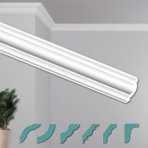 Hexim - o Stucchi per soffitto - Moderni in xps Styropor bianco, 2 Metri Profili di Cornici Decorative: ZG25 - 60 x 60 mm, Angoli pretagliati / nk-zg