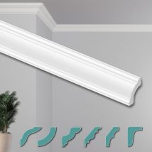 O Stucchi per soffitto - Moderni in xps Styropor bianco, 2 Metri Profili di Cornici Decorative: ZG12 - 38 x 38 mm, Angoli pretagliati / nk-zg - Hexim