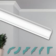 Hexim - o Stucchi per soffitto - Moderni in xps Styropor bianco, 2 Metri Profili di Cornici Decorative: ZG27 - 70 x 30 mm, Pacchetto economico da 50