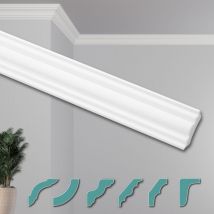 Hexim - o Stucchi per soffitto - Moderni in xps Styropor bianco, 2 Metri Profili di Cornici Decorative: ZG7 - 30 x 30 mm, Pacchetto risparmio da 40