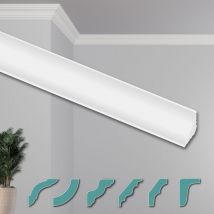 Hexim - o Stucchi per soffitto - Moderni in xps Styropor bianco, 2 Metri Profili di Cornici Decorative: ZG1 - 15 x 15 mm, Pacchetto economico da 50