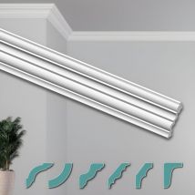 Hexim - o Stucchi per soffitto - Moderni in xps Styropor bianco, 2 Metri Profili di Cornici Decorative: ZG28 - 70 x 70 mm, Pacchetto economico da 50