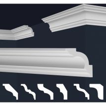 Cornici in xps Polistirolo Bianco per Soffitto e Pareti, Modelli di Cornici E-Cornici: E-25 / 65x65 mm, 1 Angolo interno / 1 Angolo esterno - Marbet
