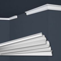 Cornici in xps Polistirolo Bianco per Soffitto e Pareti, Modelli di Cornici E-Cornici: E-3 / 22x25mm, 1 Angolo interno / 1 Angolo esterno - Marbet