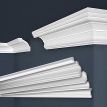 Cornici in xps Polistirolo Bianco per Soffitto e Pareti, Modelli di Cornici E-Cornici: 40 metri / 20 strisce, E-38 / 63x63mm (de) - Marbet Design