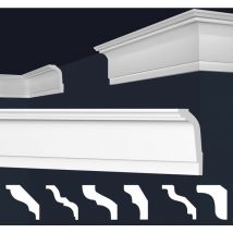 Cornici in xps Polistirolo Bianco per Soffitto e Pareti, Modelli di Cornici E-Cornici: 20 metri / 10 strisce, E-35 / 45x67 mm - Marbet Design