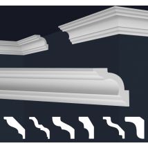 Cornici in xps Polistirolo Bianco per Soffitto e Pareti, Modelli di Cornici E-Cornici: E-14 / 50x50 mm, 30 metri / 15 strisce - Marbet Design