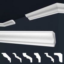 Cornici in xps Polistirolo Bianco per Soffitto e Pareti, Modelli di Cornici E-Cornici: E-4 / 30x30mm, Modello di circa 20 cm - Marbet Design