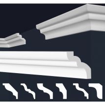 Cornici in xps Polistirolo Bianco per Soffitto e Pareti, Modelli di Cornici E-Cornici: E-7 / 46x50 mm, 30 metri / 15 strisce - Marbet Design