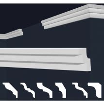 MARBET DESIGN Cornici in XPS Polistirolo Bianco per Soffitto e Pareti, Modelli di Cornici E-Cornici: 50 metri / 25 strisce, E-17 / 19x30 mm