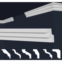 Cornici in xps Polistirolo Bianco per Soffitto e Pareti, Modelli di Cornici E-Cornici: 40 metri / 20 strisce, E-17 / 19x30 mm - Marbet Design