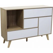 Modèle moderne moderne Credenza Mobile Living Room in Bilaminé Envoy Wooden avec 3 tiroirs et 1 ligne d'élégance anta White - White