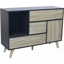 Modèle moderne moderne Credenza Mobile Living Room in Bilaminé Envoy Wooden avec 3 tiroirs et 1 ligne d'élégance anta Black - Black