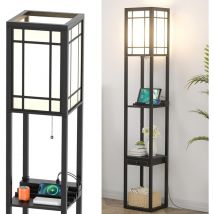 Lampada da Terra con Cassetto, 3 Ripiani, 2 Porte usb, Base E27, Luce Decorativa per Camera da Letto Ufficio Hotel,Modello 3 - Relax4life