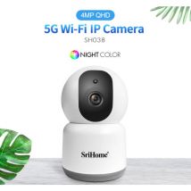 Srihome - SH038 Telecamera Wifi 5GHz e 2,4GHz con infrarossi e audio:IP Camera wireless hd 4.0 Megapixel con onvif, P2P, sd e ir Cut