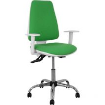 Modelo Elche blanca - Silla de oficina ergonómica con mecanismo asincro, regulable en altura y ruedas de parqué - Base cromada. Asiento y respaldo