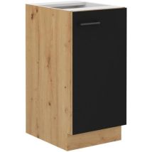Modena - Niedriger Schrank - 1 Türen - 40 X 52 X 82 Cm - Artisan Eiche / Matt Schwarz - Arbeitsplatte Nicht Enthalten