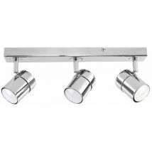 Minisun - Rosie Spotlight Bar 3 Way Ceiling Light Fitting - Chrome - Warm White Bulbs
