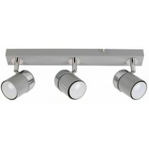 Rosie Spotlight Bar 3 Way Ceiling Light Fitting - Grey - Cool White Bulbs