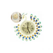 Rose - Modern 3D Wall Clock Peacock Shape Large Iron Non Ticking Silent Clock for Living Room Bedroom Home Wall Decor