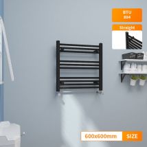 NRG - Modern 600x600mm Black Straight Heated Towel Rail Radiator Bathroom Ladder Warmer