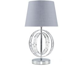 Minisun - Rothwell Chrome Acrylic Jewel Intertwined Double Hoop Design Table Lamp with Grey Light Shade
