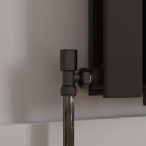 Modern Angled Heated Towel Rail Radiator Valves Pair 15mm Black Round Manual