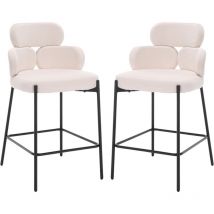 Wahson Office Chairs - Modern Bar Stools Set of 2 in Chenille Fabric Upholstered Bar Chairs with Black Legs Counter Stools for Kitchen Home Pub,