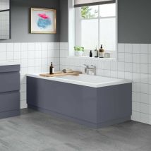 Modern Bathroom 1700 Front & 750 End Bath Panel Pack 18mm mdf Grey Gloss Plinth - Grey