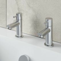 Architeckt - Modern Bathroom Bath Taps Hot & Cold Pair Twin Brass Round Lever Handle Chrome