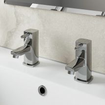 Architeckt - Modern Bathroom Hot & Cold Basin Taps Twin Square Chrome Lever Handles Cloakroom